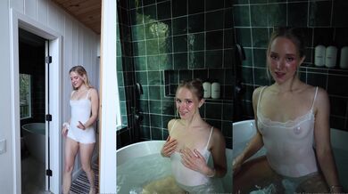 CarolineZalog Bath in Outfit SeeThrough Nipples Onlyfans