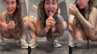 tattoogirlalia Public Toilet Dildo Ride Almost Caught Stripchat